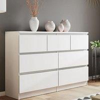 LUXURY LIFE Carlton Matt Chest of Drawers 7 Drawer Merchant in White