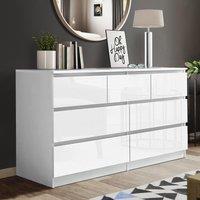 LUXURY LIFE Carlton Gloss Chest of Drawers 7 Drawer Merchant in White