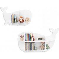 Costway 2PCS Whale Floating Shelves Wall Mounted Storage Display Rack in White