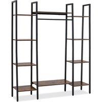 Costway Indoor Outdoor Plant Holder wMetal Frame & Adjustable Feet in Brown
