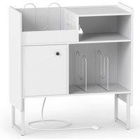 Costway Record Player Stand with Power Outlets Record Storage Table in White