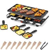 Costway Raclette Grill 2-in-1 Table Grill & Griddle with Reversible Nonstick in Black
