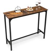 Costway 120 CM Bar Table with Footrest Counter Height Table with Steel Frame in Brown