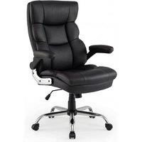 Gymax PU Leather Office Chair Ergonomic Computer Desk Chair in Black