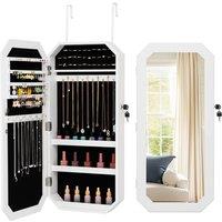 Costway Lockable Full-Length Mirror Jewelry Cabinet wStorage Shelves in White
