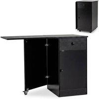 Costway Folding Dining Table Drop Leaf Table w/Drawer in Black