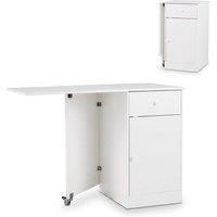 Costway Folding Dining Table Drop Leaf Table w/Drawer in White
