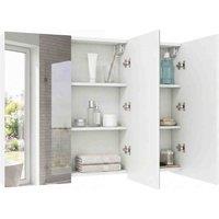 Costway Bathroom Mirror Cabinet with 3 Doors Wall Mounted in White