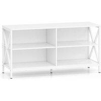 Gymax TV Stand for TVs Entertainment Center with 4 Open Storage Shelves in White