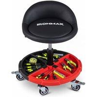 Gymax 360 Rolling Mechanic Stool with Tool Storage Tray in Red