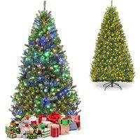 Gymax 6 FT/180 cm Pre-Lit Artificial Christmas Tree 350 Multicolored Light in Green