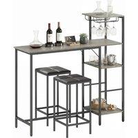 FORGEVIO 3Pcs Breakfast Bar Table & Stools Set in Grey | Size: 0.6m2