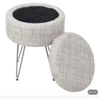 KORVIXA 1pc Round Footrest Stool with Storage in Grey | Size: 100 cm x 100 cm