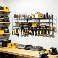 NESTLUNE Large Power Tool Organizer 4-Layer Heavy Duty Utility Shelf in Black | Size: 10000mm x 520mm