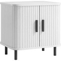 KORVIXA White Nordic Bedside Table with Sliding Doors | Size: 100 cm x 100 cm