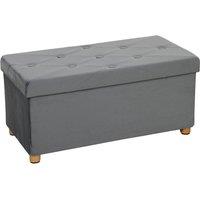 KORVIXA Grey Storage Ottoman Bench with Wood Legs | Size: 100 cm x 100 cm