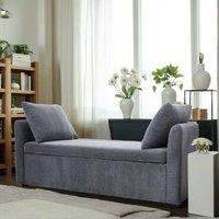 NESTLUNE Upholstered Storage Bench Ottoman Seat in Grey | Size: 100 cm x 80 cm