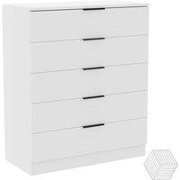 Ventryn White 5 Drawer Runners Unit Storage Chest of Drawers Bedroom