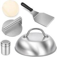 Ventryn 5pcs Smash Burger Press Kit for Griddle Accessories Set in Silver