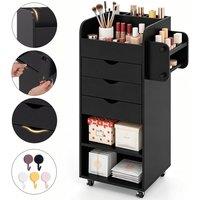 FORGEVIO Black Rolling Storage Cart Utility Trolley Kitchen Shelf with Wheels | Size: 0.6m2