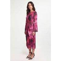 Wallis Women's Abstract Twist Midi Dress in Berry | Size: 14