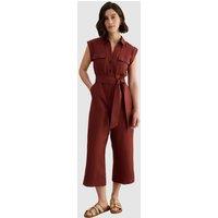 Hobbs London Women's Spencer Linen Jumpsuit in Chocolate | Size: 10