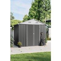 Garden Sanctuary 68 ft Lockable Outdoor Metal Storage Shed with Door in Grey