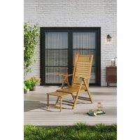 Garden Sanctuary Foldable Bamboo Recliner Lounge Chair with Retractable Footrest in Natural