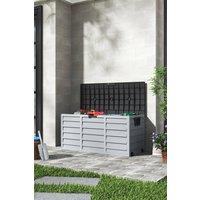Garden Sanctuary Large Plastic Waterproof Garden Storage Box with Wheels in Black