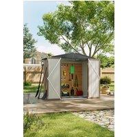Living and Home 6x4 FT Galvanized Steel Metal Shed w/ Double Doors, Weatherproof Apex Roof Garden Tool Storage Shed w/ Base Foundation, Waterproof