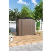 H&O Direct Large Galvanized Steel Lockable Apex Metal Storage Shed in Brown