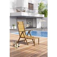 H&O Direct Foldable Bamboo Recliner Lounge Chair with Retractable Footrest in Natural