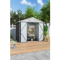 H&O Direct 68 ft Lockable Metal Outdoor Tool Storage Shed in Grey