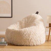 icon Cocoon Faux Fur Bean Bag Natural Bean Bag Chairs in White