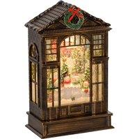 HOMCOM Christmas Snow Globe Lantern with Lights for Holiday, Bronze Tone