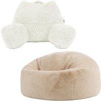 icon Cuddle Cushion & Kingston Rabbit Faux Fur Classic Bean Bag in Natural