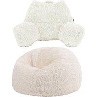icon Cuddle Cushion & Kingston Faux Fur Classic Bean Bag in Natural