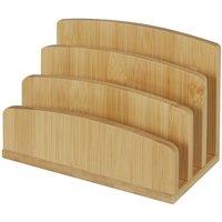 Levede 4-Slot Bamboo Letter File Rack Desktop Document Organizer Mail Sorter in Natural