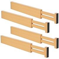 Levede Adjustable Drawer Divider Bamboo 4PC Expandable Organisers Spring in Natural