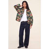 NastyGal Women's Check Satin Twill Bomber Jacket | Size: 6