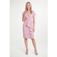 Wallis Women's Petite Tailored Crepe Ruffle Pencil Dress in Rose | Size: 18