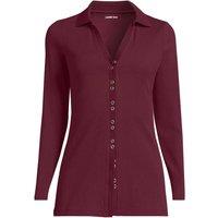 Lands' End Women's Petite Long Sleeve Ribbed Stretch Jersey Tunic Shirt in Burgundy | Size: Small