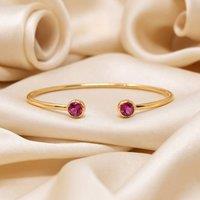 Harfi Women's Dainty Pink Tourmaline October Birthstone Gold Plated Bangle
