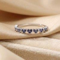 Harfi Women's Sterling Silver Sapphire September Birthstone Heart Eternity Ring | Size: 54 (N)
