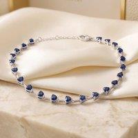 Harfi Women's Sterling Silver Sapphire September Birthstone Heart Tennis Bracelet | Size: 19.5 cm