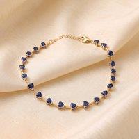Harfi Women's 18ct Gold Plated Sapphire September Birthstone Heart Tennis Bracelet | Size: 19.5 cm