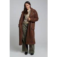 Wednesday's Girl Women's Teddy Borg Longline Button Coat in Chocolate | Size: Small