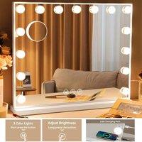 ATEK Women's Hollywood Vanity Mirror with Lights 58x45cm Lighted Makeup Mirror 3 Color Modes Smart Touch Control USB Type C Ports | Size: 58x45 cm