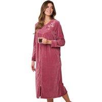 Amber Women's Embroidered Velour Long Sleeve Dressing Gown in Rose | Size: 10