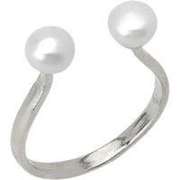 Spero London Women's Double Pearl Sterling Silver Adjustable Open Ring